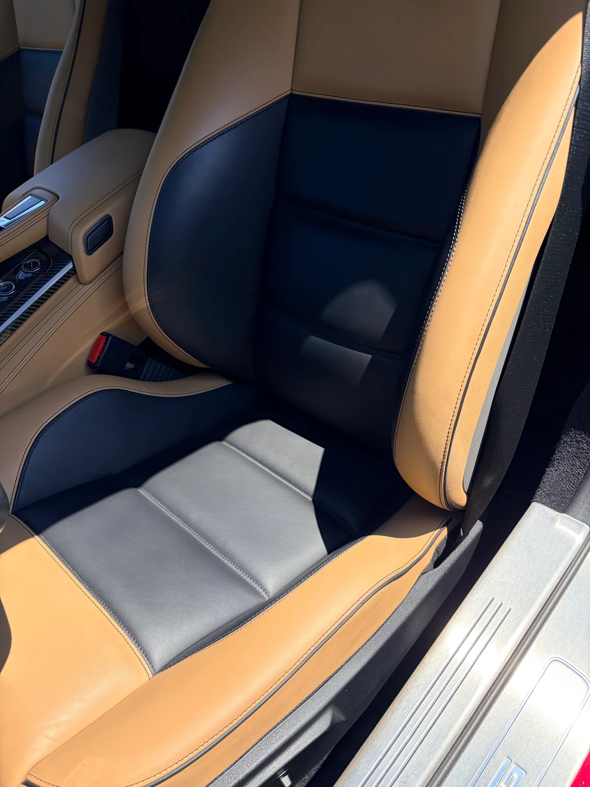 Mercedes-Benz SLS AMG GT Roadster two-tone leather seat detail after preservation, factory appearance maintained