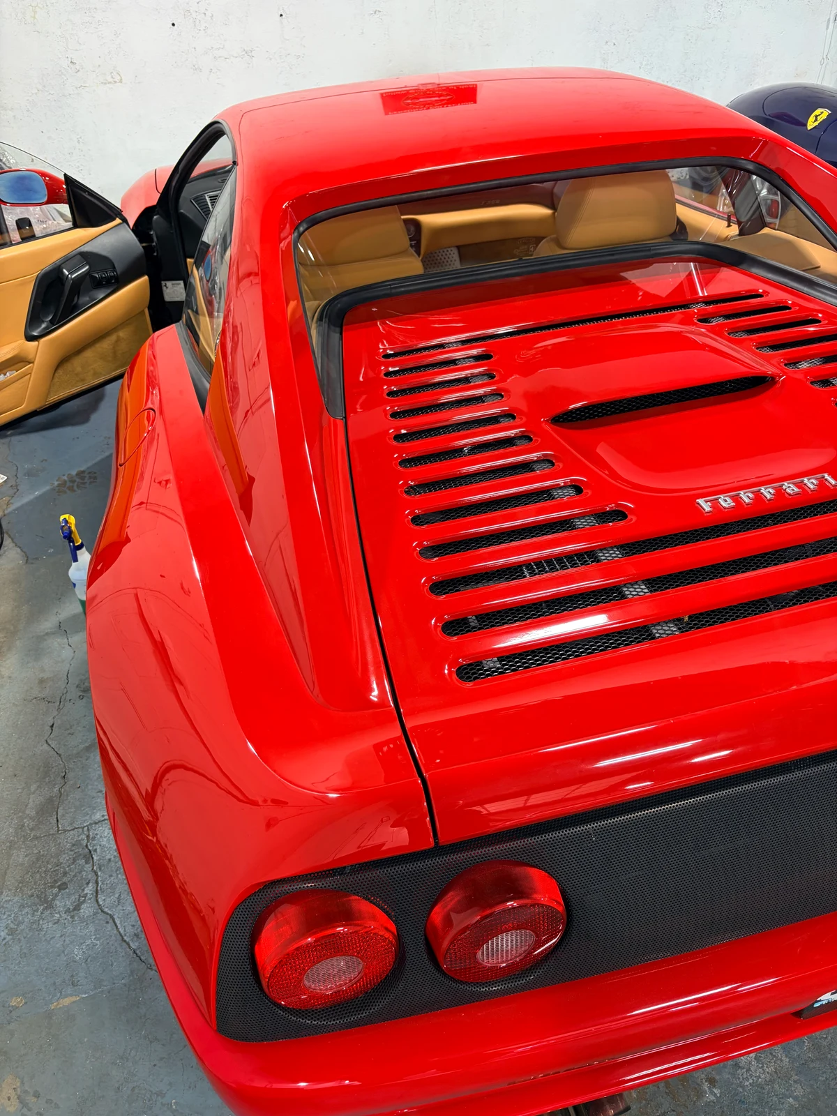 Ferrari F355 Berlinetta exterior — leather interior preservation and cosmetic restoration ahead of a car show, New Jersey