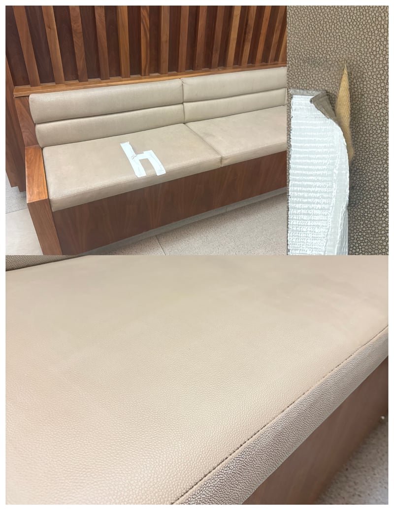 Commercial lobby leather couch tear repair Brooklyn NYC