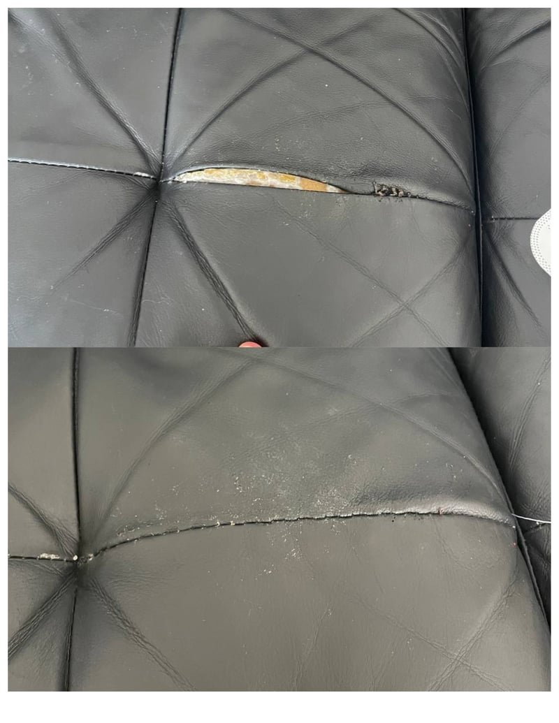 Leather ottoman restoration NYC